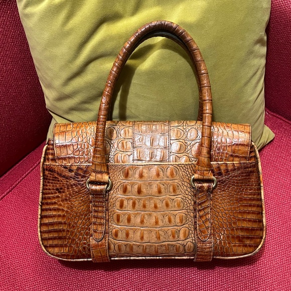 Brahmin Vintage Torey Tomago Croc Embossed Buckle Leather Top Handle Satchel - Picture 2 of 6